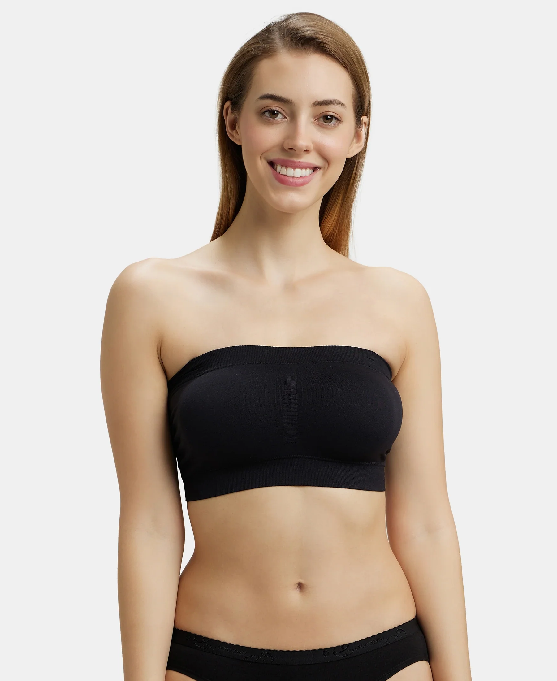 Jockey 1545 black bandeau bra front view