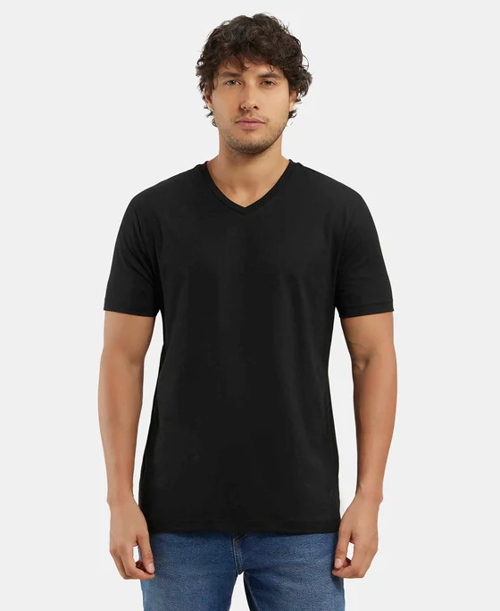 Jockey 2726 black V-neck T-shirt front view