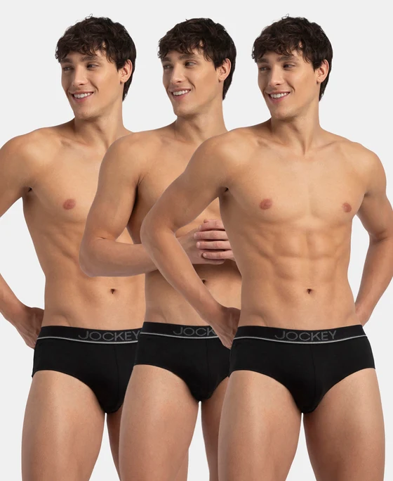 Jockey 8037 black brief pack of 2 front view