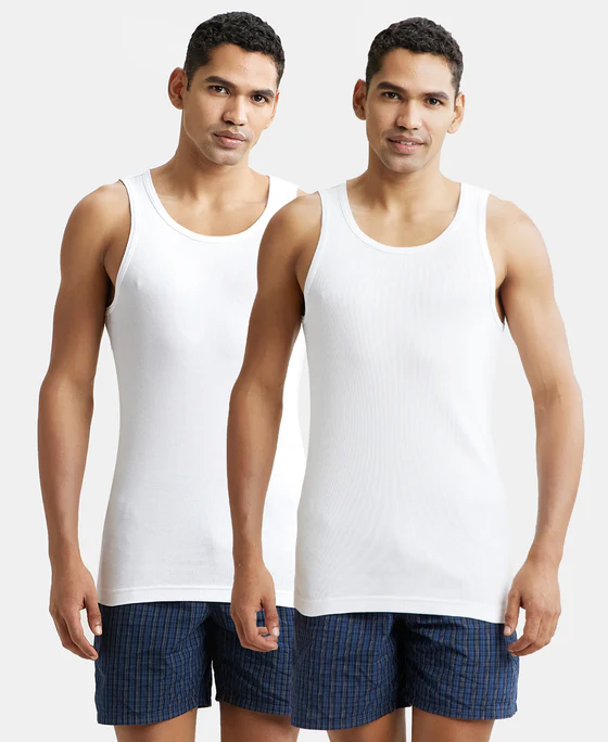 Jockey 8823 white vest pack of 2 front view