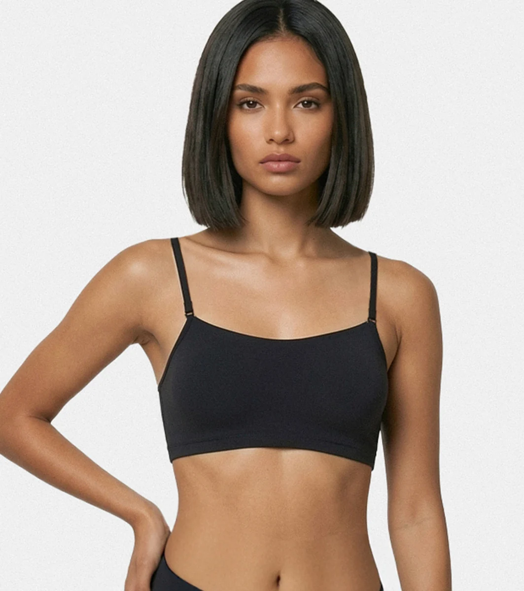 Enamor A022 black cami bra front view