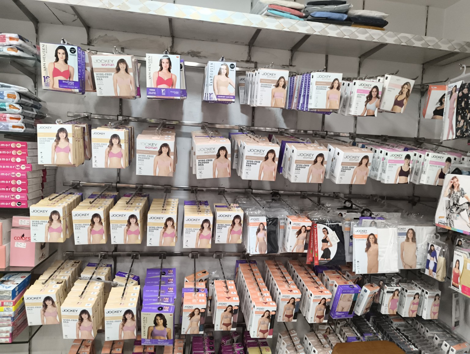 Women bra collection inside store